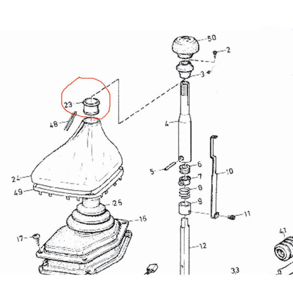 Rubber stop op hoes binnen schakelpook Volvo 343/340 nr. 23