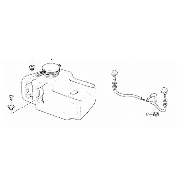 Rubber doorvoer tule voor ruitensproeierslang in motorkap Volvo 340 nr.17