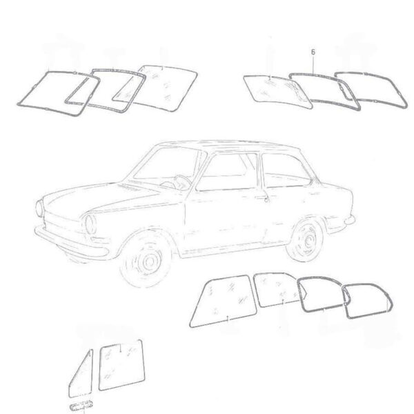 gebruikte achterruit rubber DAF 44/46/55/66/Volvo 66 sedan